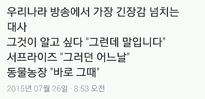우리나라 방송에서 가장 긴장감 넘치는 대사.twt | 인스티즈