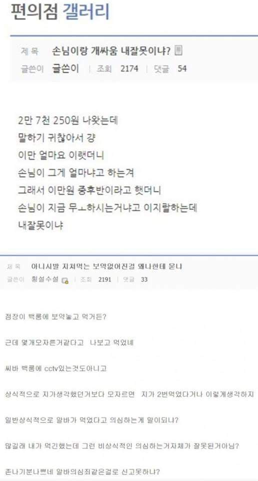 편의점 갤러리 레전드 빌런들 | 인스티즈