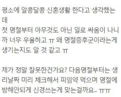 명절준비를 위해서 피임약이라도 먹었어야한다고 화내는 남편 | 인스티즈