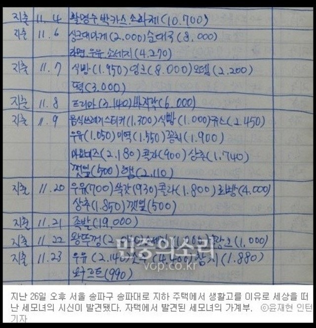 가장 슬픈 가계부 | 인스티즈
